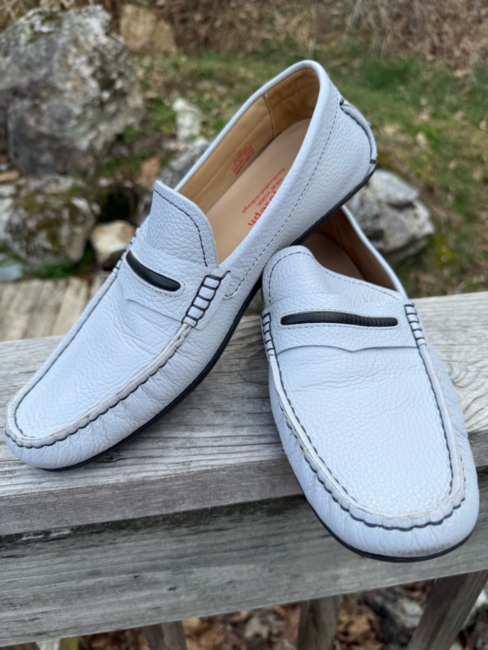 Marc Joseph New York Men's Light Blue Pebble Leather Loafers Size 10